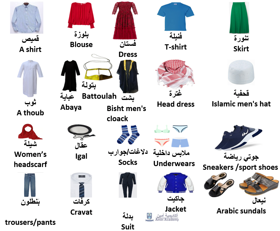 Clothes in Arabic, Clothes in Gulf Arabic