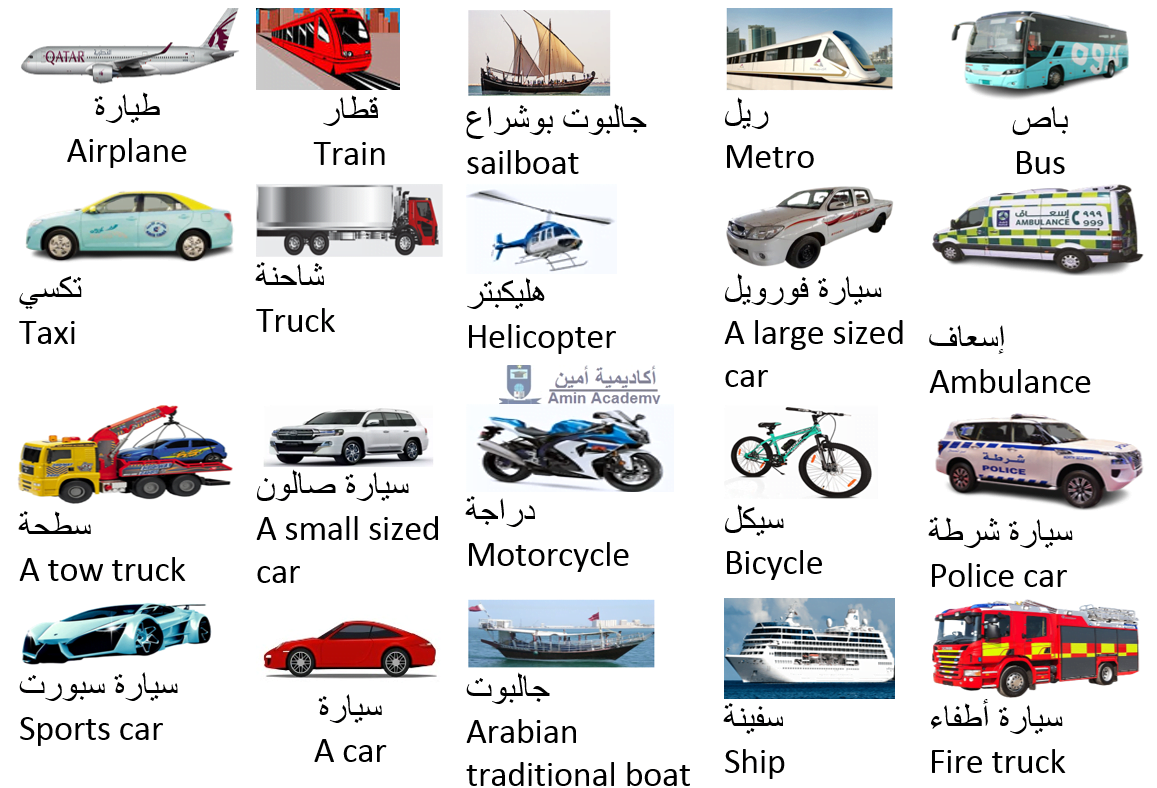 Transportation In Gulf Arabic Qatari Arabic Vocabulary Amin Academy أكاديمية أمين